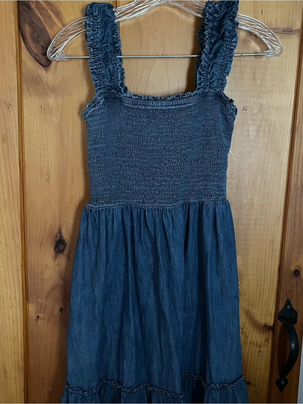 GAP Girls' Blue Smocked Ruffle Strap Maxi Dress